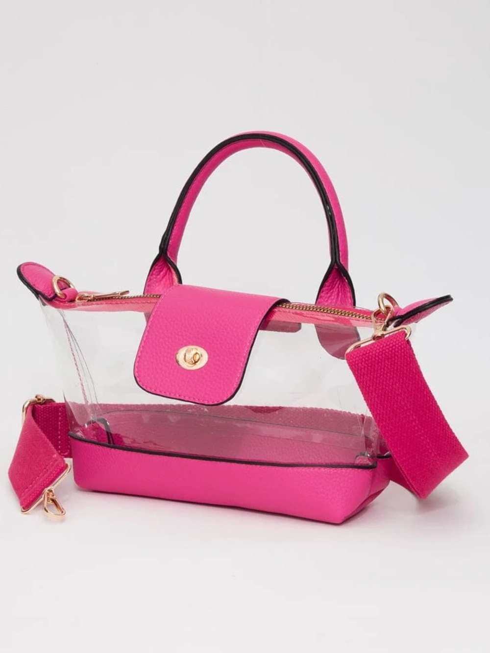 Hot Pink Clear Satchel Handbag - Unbranded